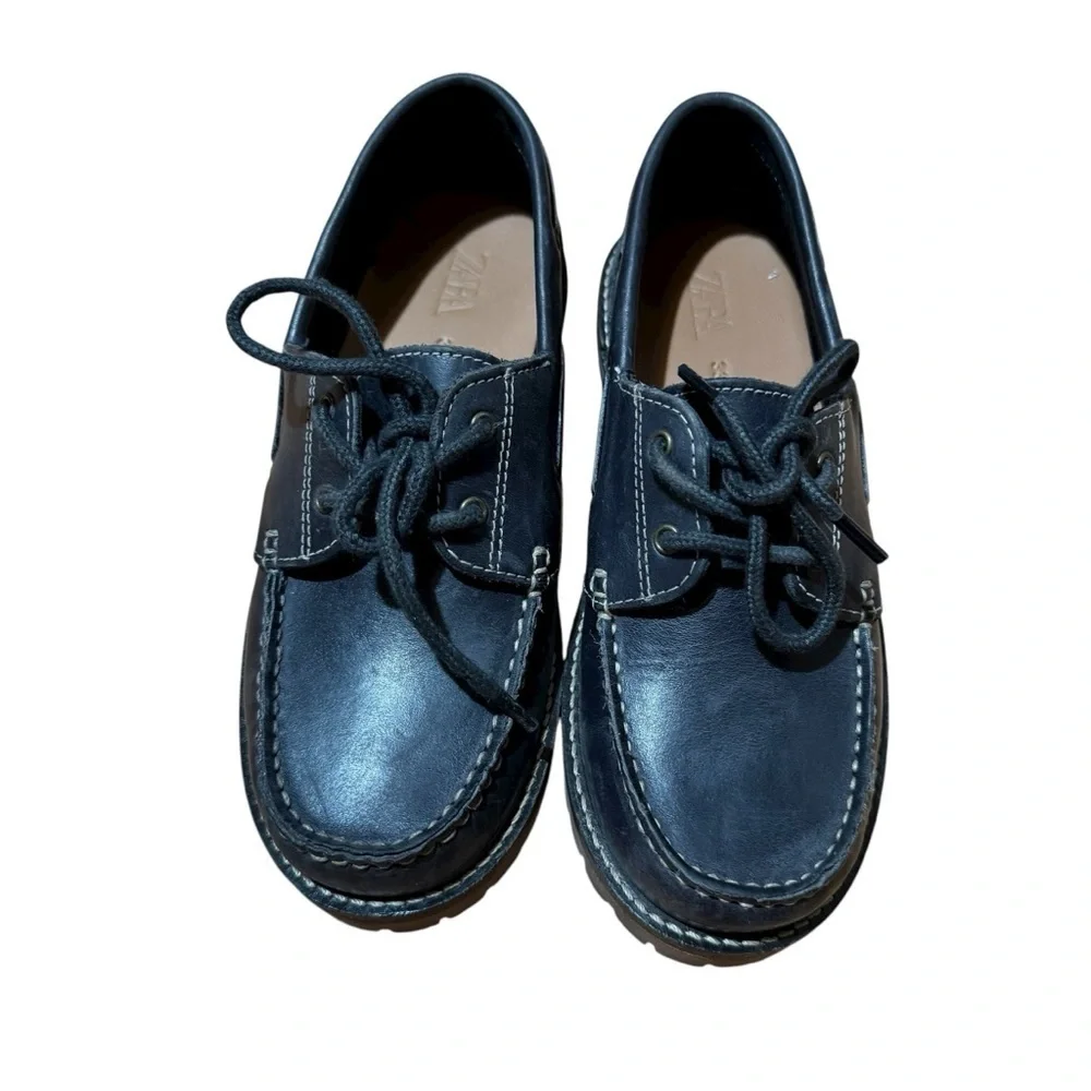 Zara Black Dress Shoes Paraboot Loafers Lace Up Boys Size 33/2 - Picture 7 of 11